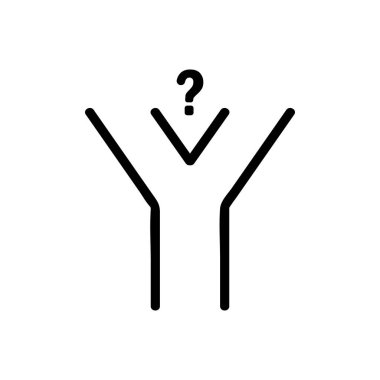 İkona vektörü hakkındaki şüpheler ve düşünceler. İnce çizgi işareti. İzole edilmiş kontür sembolü gösterimi