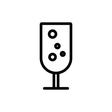 Şampanya ikonu vektörü. İnce çizgi işareti. İzole edilmiş kontür sembolü gösterimi