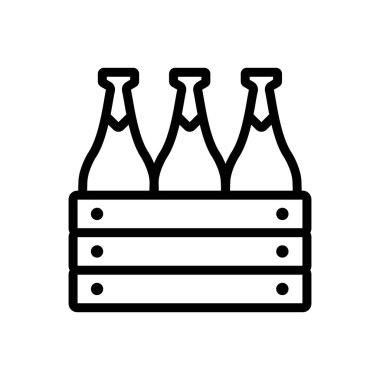 Şampanya ikonu vektörü. İnce çizgi işareti. İzole edilmiş kontür sembolü gösterimi