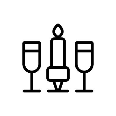 Şampanya ikonu vektörü. İnce çizgi işareti. İzole edilmiş kontür sembolü gösterimi