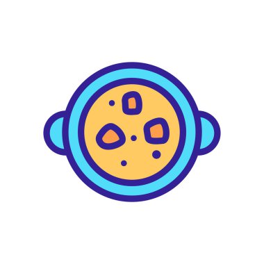 Sıcak çorba ikonu vektörü. İnce çizgi işareti. İzole edilmiş kontür sembolü gösterimi