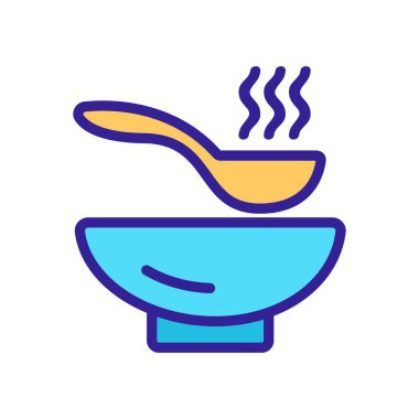 Sıcak çorba ikonu vektörü. İnce çizgi işareti. İzole edilmiş kontür sembolü gösterimi