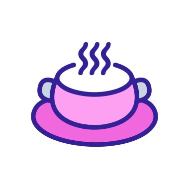 Lezzetli vektör ikonu çorbası. İnce çizgi işareti. İzole edilmiş kontür sembolü gösterimi