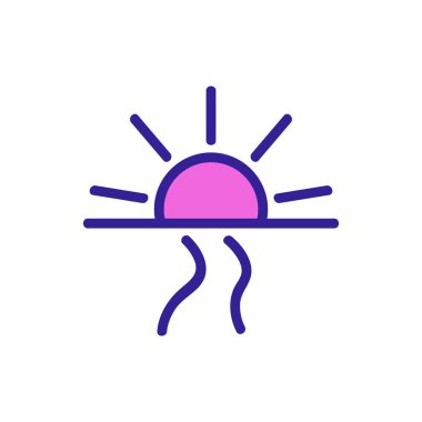 Gün doğumu ikon vektörü. İnce çizgi işareti. İzole edilmiş kontür sembolü gösterimi