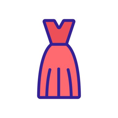 Yaz elbisesi ikon vektörü. İnce çizgi işareti. İzole edilmiş kontür sembolü gösterimi