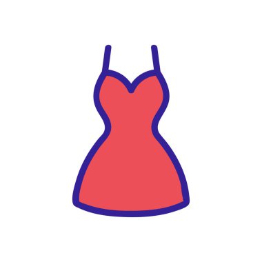 Yaz elbisesi ikon vektörü. İnce çizgi işareti. İzole edilmiş kontür sembolü gösterimi