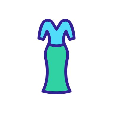 Yaz elbisesi ikon vektörü. İnce çizgi işareti. İzole edilmiş kontür sembolü gösterimi