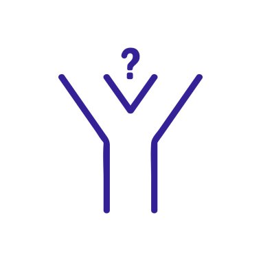 İkona vektörü hakkındaki şüpheler ve düşünceler. İnce çizgi işareti. İzole edilmiş kontür sembolü gösterimi