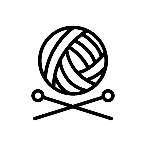 編み物アイコンベクトル 細い線の記号 独立した輪郭シンボルイラスト — ストックベクタ