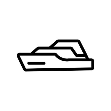 Güzel yat ikonu vektörü. İnce çizgi işareti. İzole edilmiş kontür sembolü gösterimi