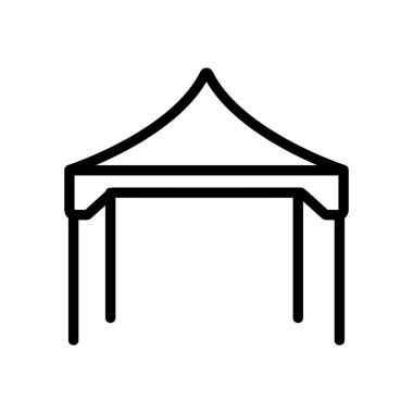 Yaz tente ikon vektörü. İnce çizgi işareti. İzole edilmiş kontür sembolü gösterimi