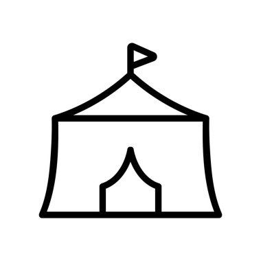 Yaz tente ikon vektörü. İnce çizgi işareti. İzole edilmiş kontür sembolü gösterimi