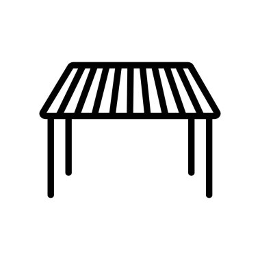 Yaz tente ikon vektörü. İnce çizgi işareti. İzole edilmiş kontür sembolü gösterimi