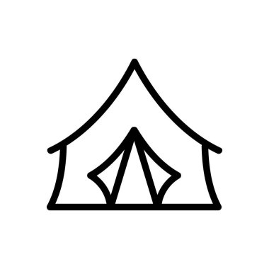 çadır ikon vektörü. İnce çizgi işareti. İzole edilmiş kontür sembolü gösterimi