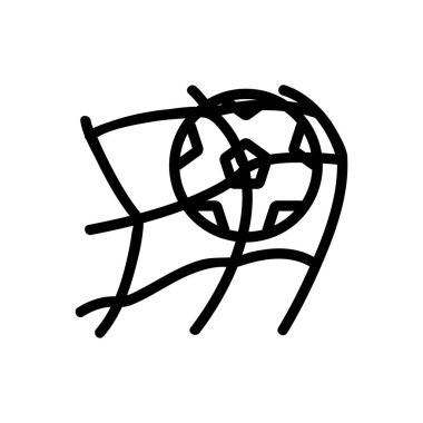 Dünya Kupası futbol ikon vektörü. İnce çizgi işareti. İzole edilmiş kontür sembolü gösterimi