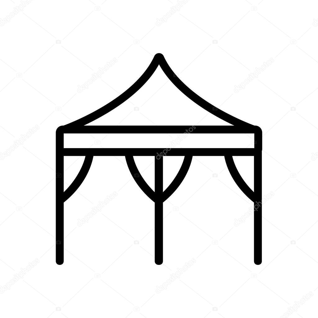 Tent icon vector. Thin line sign. Isolated contour symbol illustration