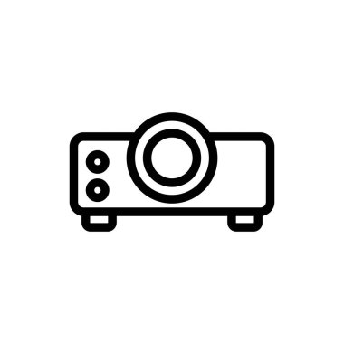 Projektör ikon vektörü. İnce çizgi işareti. İzole edilmiş kontür sembolü gösterimi