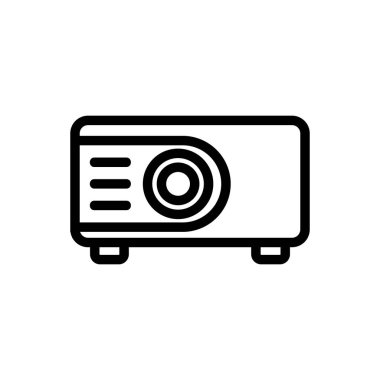 Projektör ikon vektörü. İnce çizgi işareti. İzole edilmiş kontür sembolü gösterimi