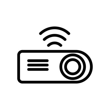 video projektör ikon vektörü. İnce çizgi işareti. İzole edilmiş kontür sembolü gösterimi