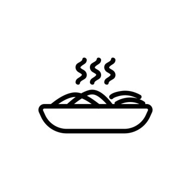 makarna ikonu vektörü. İnce çizgi işareti. İzole edilmiş kontür sembolü gösterimi