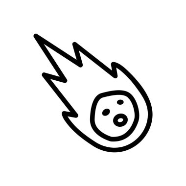 Meteor ikonu vektörü. İnce çizgi işareti. İzole edilmiş kontür sembolü gösterimi