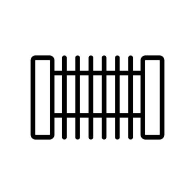 Metal çit ikon vektörü. İnce çizgi işareti. İzole edilmiş kontür sembolü gösterimi