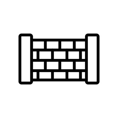 Ahşap çit ikon vektörü. İnce çizgi işareti. İzole edilmiş kontür sembolü gösterimi