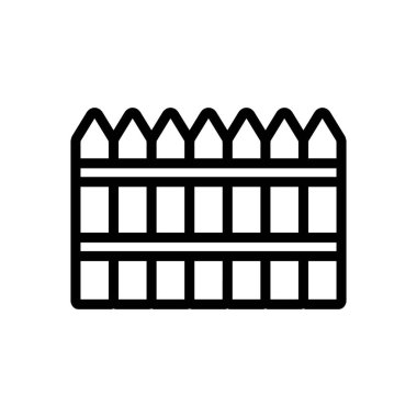 Ahşap çit ikon vektörü. İnce çizgi işareti. İzole edilmiş kontür sembolü gösterimi