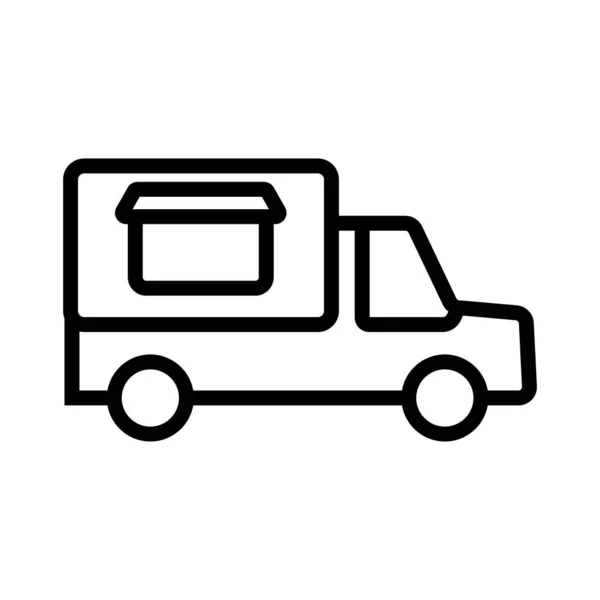 Camion Alimentaire Vecteur Icône Signe Fin Illustration Symbole Contour Isolé — Image vectorielle