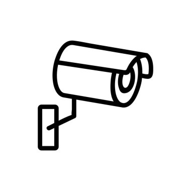 Kamera CCTV ikon vektörü. İnce çizgi işareti. İzole edilmiş kontür sembolü gösterimi
