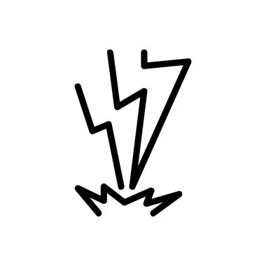 Şimşek simgesi vektörü. İnce çizgi işareti. İzole edilmiş kontür sembolü gösterimi