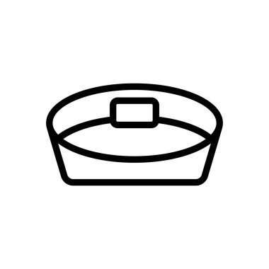 Yatak ikonu vektörü. İnce çizgi işareti. İzole edilmiş kontür sembolü gösterimi