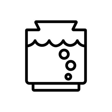 Akvaryum ikon vektörü. İnce çizgi işareti. İzole edilmiş kontür sembolü gösterimi