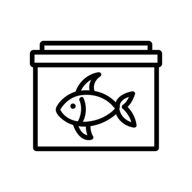 Akvaryum ikon vektörü. İnce çizgi işareti. İzole edilmiş kontür sembolü gösterimi