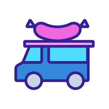 Yemek kamyonu ikon vektörü. İnce çizgi işareti. İzole edilmiş kontür sembolü gösterimi