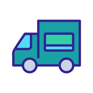 Yemek kamyonu ikon vektörü. İnce çizgi işareti. İzole edilmiş kontür sembolü gösterimi