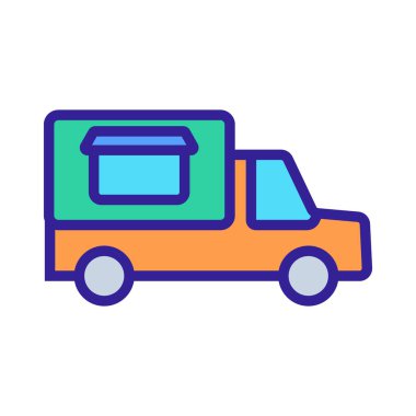 Yemek kamyonu ikon vektörü. İnce çizgi işareti. İzole edilmiş kontür sembolü gösterimi