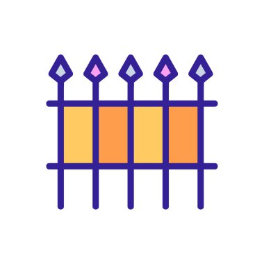 Metal çit ikon vektörü. İnce çizgi işareti. İzole edilmiş kontür sembolü gösterimi