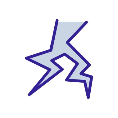 Şimşek simgesi vektörü. İnce çizgi işareti. İzole edilmiş kontür sembolü gösterimi