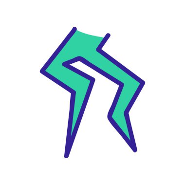 Şimşek simgesi vektörü. İnce çizgi işareti. İzole edilmiş kontür sembolü gösterimi