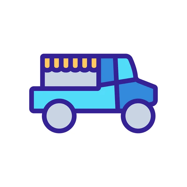 Φορτηγό Τροφίμων Icon Διάνυσμα Λεπτή Γραμμή Μεμονωμένη Απεικόνιση Συμβόλων Περιγράμματος — Διανυσματικό Αρχείο