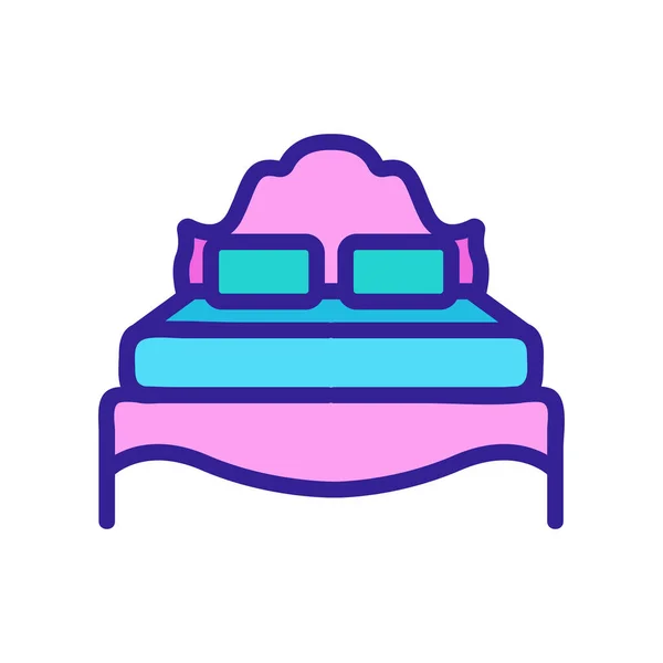 Cómodo Vector Icono Cama Signo Línea Delgada Ilustración Del Símbolo — Vector de stock