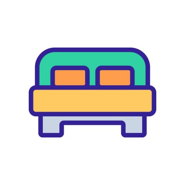 Yatak ikonu vektörü. İnce çizgi işareti. İzole edilmiş kontür sembolü gösterimi