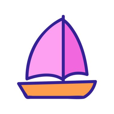 Güzel yat ikonu vektörü. İnce çizgi işareti. İzole edilmiş kontür sembolü gösterimi