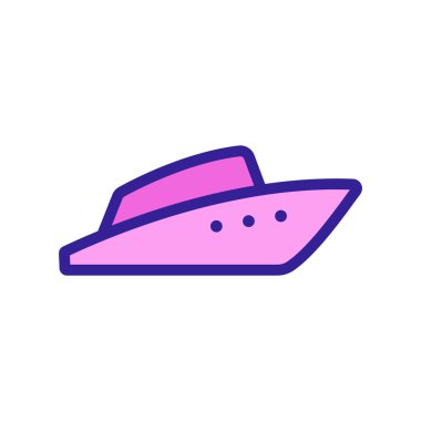 Güzel yat ikonu vektörü. İnce çizgi işareti. İzole edilmiş kontür sembolü gösterimi