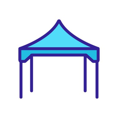 Yaz tente ikon vektörü. İnce çizgi işareti. İzole edilmiş kontür sembolü gösterimi