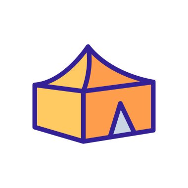 Yaz tente ikon vektörü. İnce çizgi işareti. İzole edilmiş kontür sembolü gösterimi