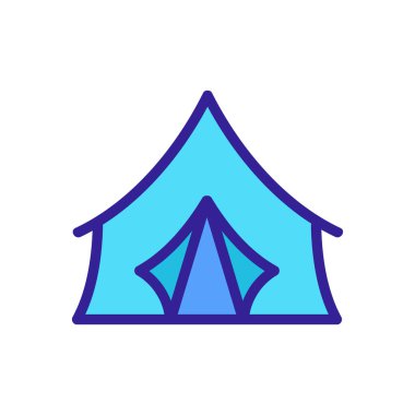 çadır ikon vektörü. İnce çizgi işareti. İzole edilmiş kontür sembolü gösterimi