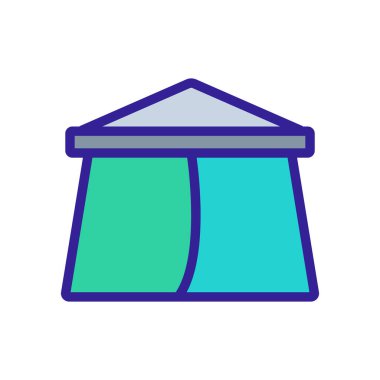 çadır ikon vektörü. İnce çizgi işareti. İzole edilmiş kontür sembolü gösterimi