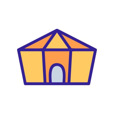 çadır ikon vektörü. İnce çizgi işareti. İzole edilmiş kontür sembolü gösterimi